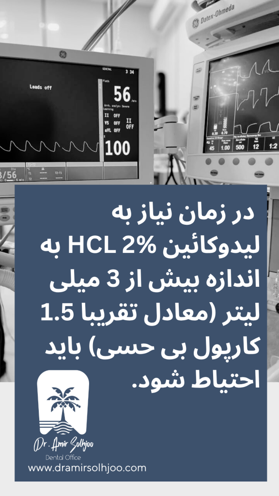 میزان تزریق لیدوکائین به دندان